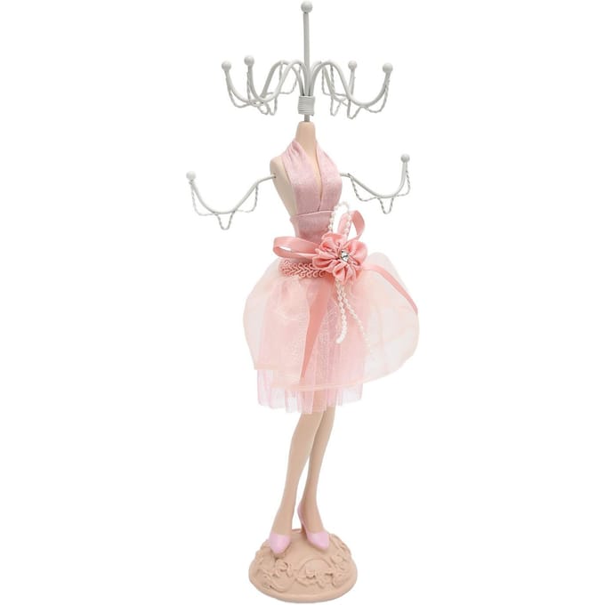 Elegante Sieraden Display Stand Mannequin Jurk Ketting Sieraden Rek Houder voor Ringen Armband Oorbellen white