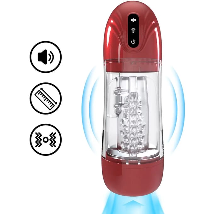 Pumped - SonicPull Zuig- en vibrerende masturbator pomp - Rood