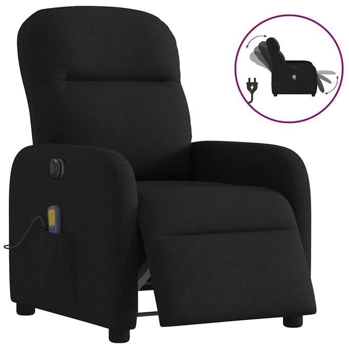 vidaXL - Massagestoel - elektrisch - verstelbaar - stof - zwart