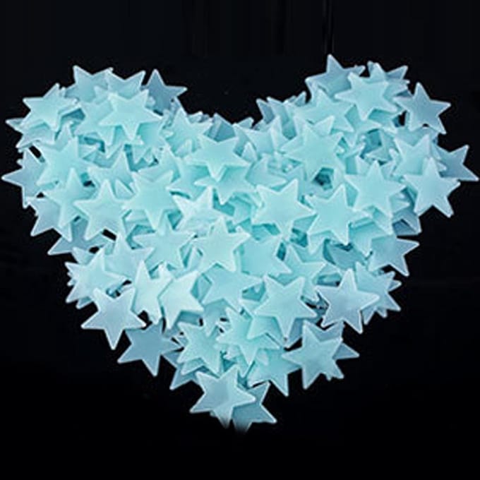 Glow in the dark sterren | muurstickers | 100 stuks | blauw