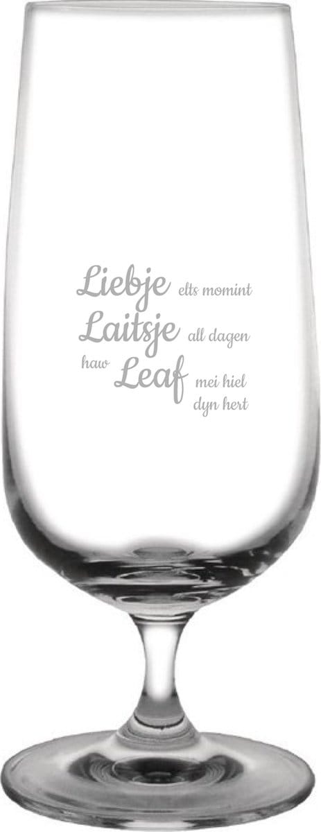 Bierglas op voet gegraveerd - 41cl - Liebje Laitsje Leaf