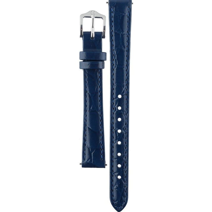 Hirsh Horlogeband -  Crocograin Blauw - Leer - 12 mm