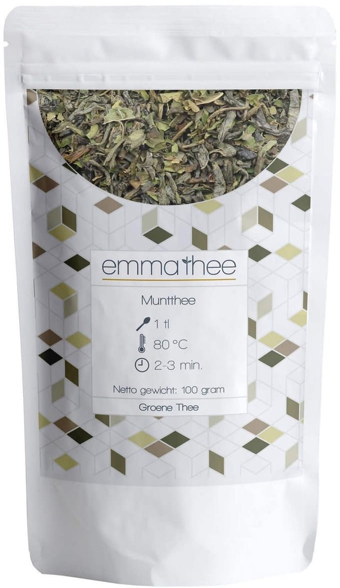 Groene Thee Pepermunt 100 Gram - Losse Thee - Puur & Natuurlijk - Fris & Verkwikkend