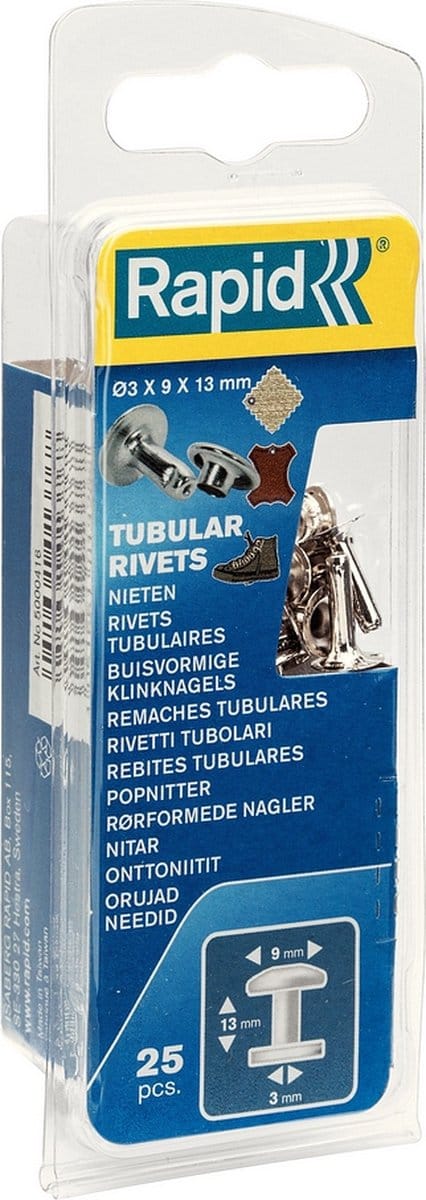 Buisvormige Klinknagels 9 x 3 x 13 mm, 25 st., Box