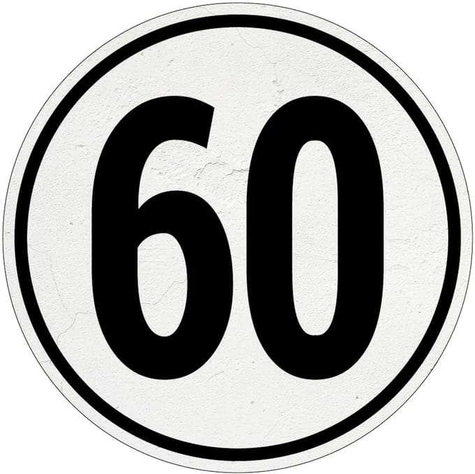 Tempo 60 bord | Sign Again materiaal | 10 cm