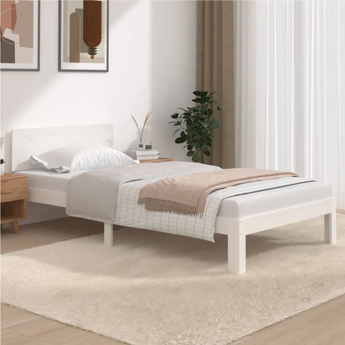 vidaXL - Bedframe - massief - grenenhout - wit - 100x200 - cm