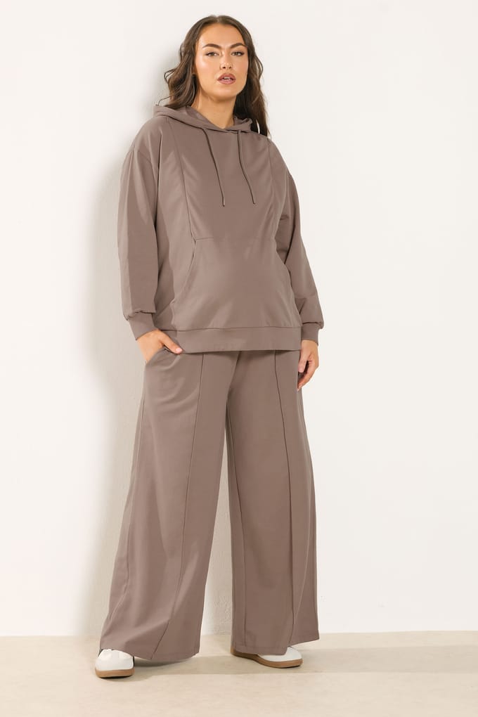 Bump It Up Maternity Bruine Joggers Met Wijde Pijpen Size 46