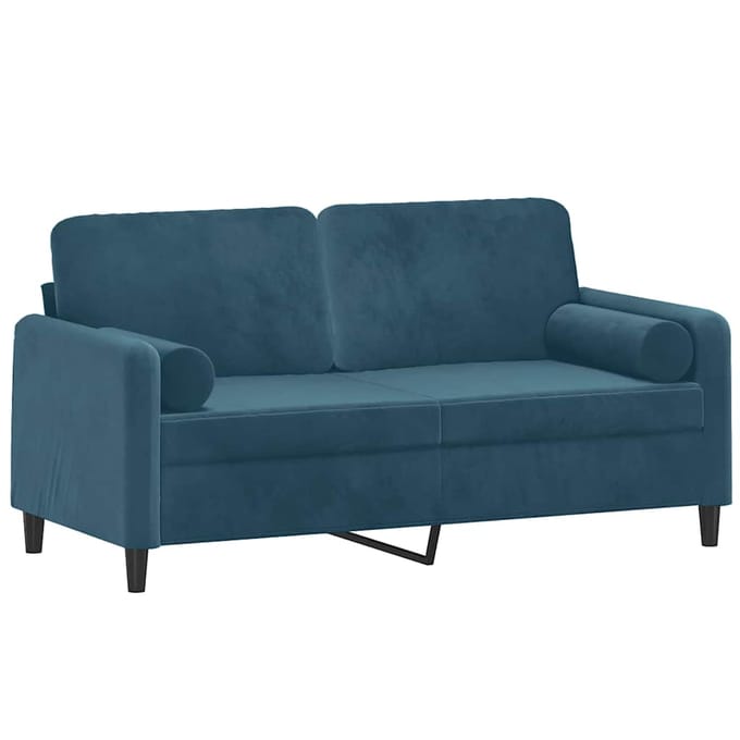 vidaXL - Tweezitsbank - met - sierkussens - 140 - cm - fluweel - blauw