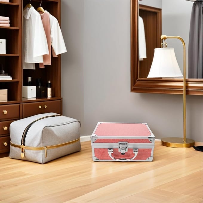 Make-up Koffer - Opbergkoffer Organizer - Professionele Opslag - Verstelbare Indeling - 20 x 14 x 9.3 cm - Aluminium