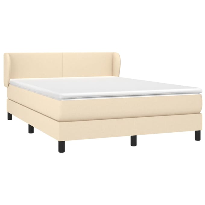 vidaXL - Boxspring - met - matras - stof - crèmekleurig - 140x200 - cm