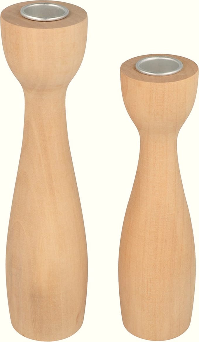 2 houten kaarsenhouders - Artemio