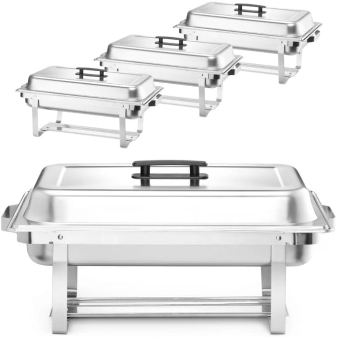 HENDI Complete chafing dish set – roestvrij staal – GN 1/1 – set van 4 stuks – vaatwasmachinebestendig