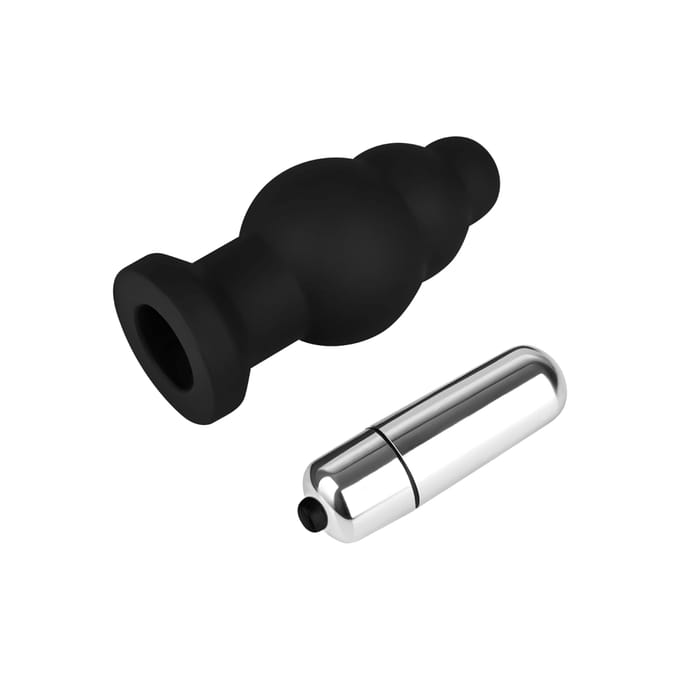 EIS anaalplug, gegroefde siliconen anaalvibrator, 9 cm, waterdicht (IPX7)