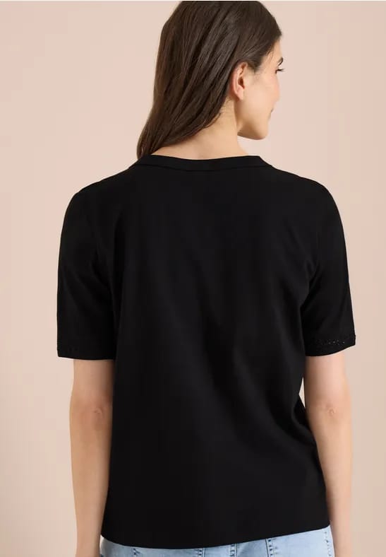 Shirt met gespleten hals en haakband