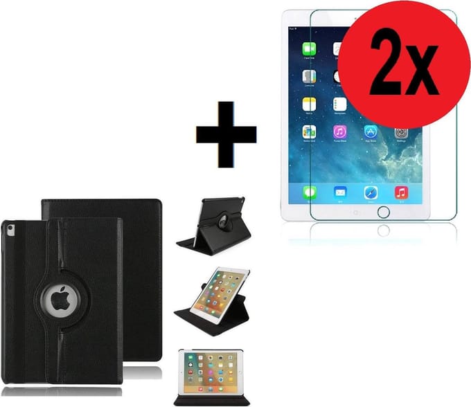 Geschikt voor iPad 2020 hoesje - iPad 2020 Screenprotector - 10.2 inch - Tablet Cover Case Zwart + 2x Screenprotector