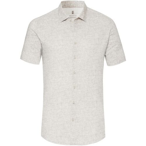 Desoto Overhemd Linnen Look Short Sleeve Kent Collar Canvas / male