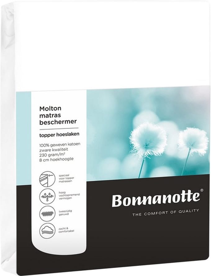 Bonnanotte - Topper Molton - wit - 180x210+8