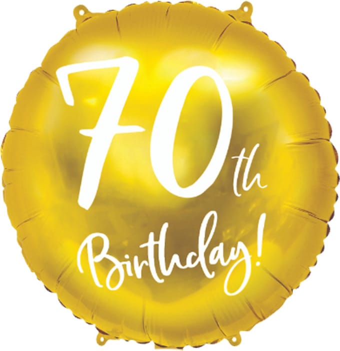 Partydeco - Folieballon 70 Birthday Goud 45 cm