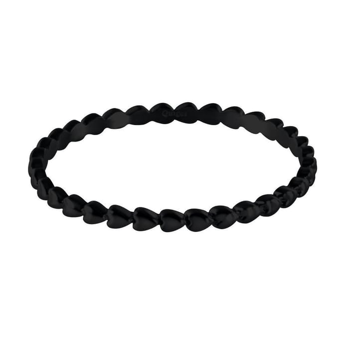 Quiges Stapelring Dames - Vulring Harten - RVS Zwart - Maat 20 - Hoogte 2mm