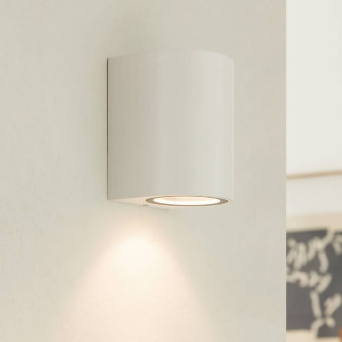 PRIOS - Wandlamp buiten - 1licht - Aluminium, glas - H: 10 cm - GU10 - wit
