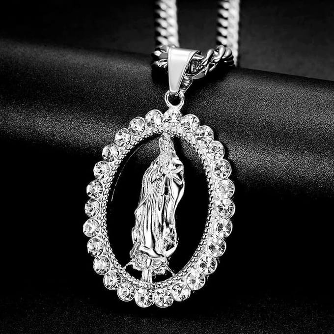 Ketting met hanger Maria zilverkleur