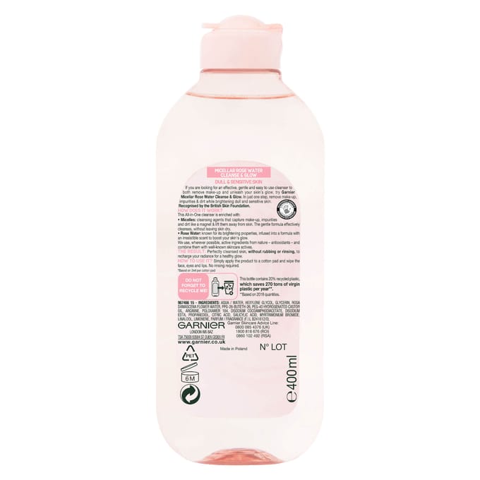 Garnier Makeup Remover Eco Pads and Rose Micellar Water Duo Set