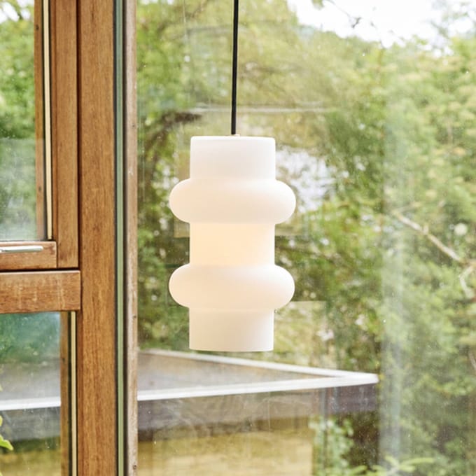 Hübsch Hanglamp Pilule Double, mat wit, Ø 15 cm, glas