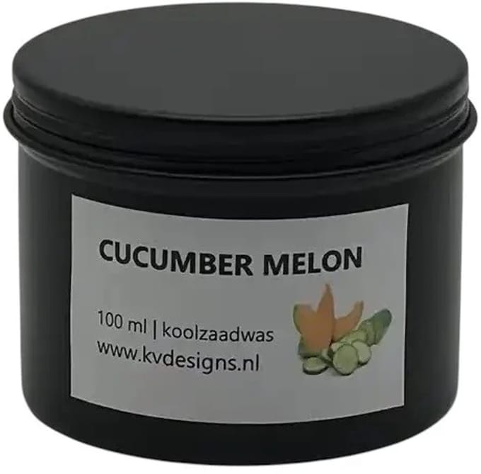 Geurkaars 100ml – Cucumber Melon – Handgemaakt van Koolzaadwas – 40 branduren – KV DESIGNS