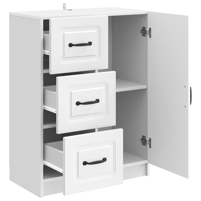vidaXL - Dressoir - met - lade - Hoogglans - Wit - 66 - x - 34,5 - x - 87 - cm - Bewerkt - hout