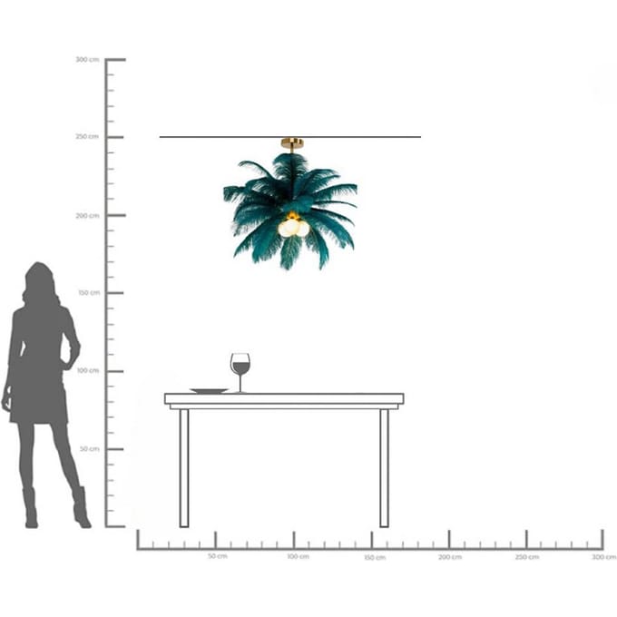 KARE hanglamp Feather Palm, groen, veren, Ø 87 cm, G9