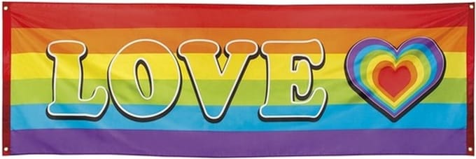 Boland Banner love - 74 x 220 cm - regenboog - pride thema - vlag