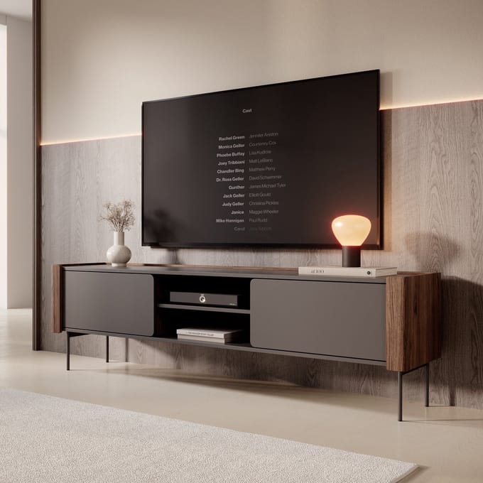 Meubella - Lux - TV-Meubel - Zwart - 180x39x52 cm