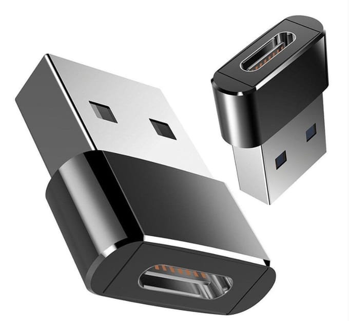 Set van 2 - USB-C naar USB-A Adapter - USB-A naar USB-C convertor - opzetstuk USB 3.1 to USB C HUB - Zwart