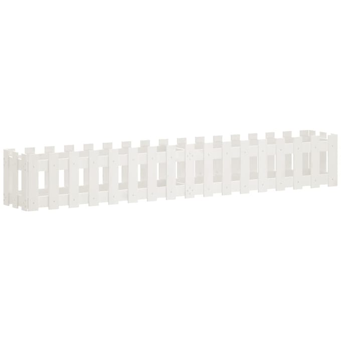 vidaXL - Plantenbak - verhoogd - hekontwerp - 200x30x30 - cm - grenenhout - wit