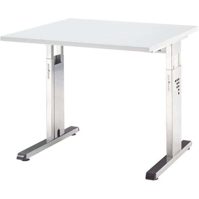 ULM bureau, C-poot, rechthoekig, B 800 x D 800 x H 650-850 mm, lichtgrijs