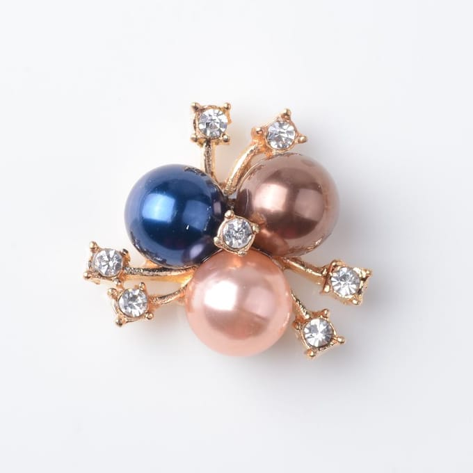10x bloem strass kristal parel versiering plaksteen knop veelkleurig 2x2cm veelkleurig