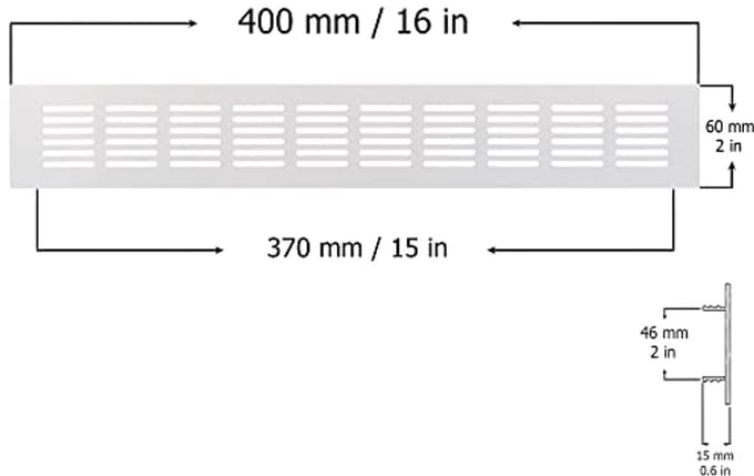 Wit Ventilatierooster Aluminium 400x60mm voor Optimale Ventilatie