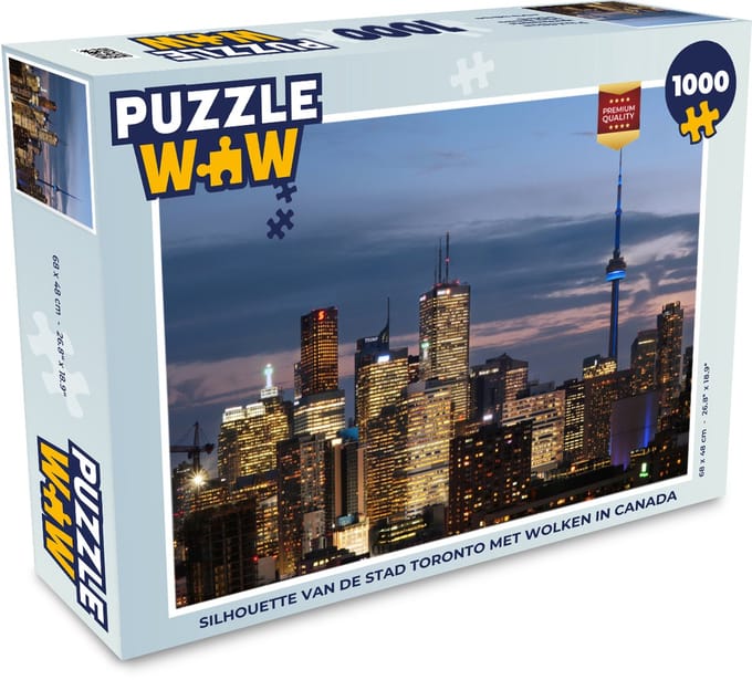 Puzzel Silhouette van de stad Toronto met wolken in Canada - Legpuzzel - Puzzel 1000 stukjes volwassenen