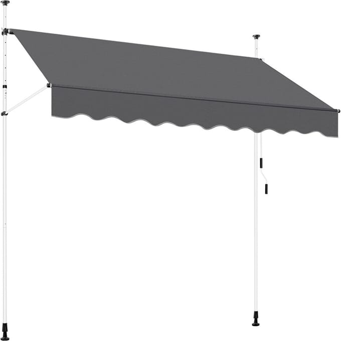 Yaheetech Klemzonnescherm Donkergrijs – Handmatig Uittrekbaar – 250 x 120 cm – Hoogte 210-300 cm