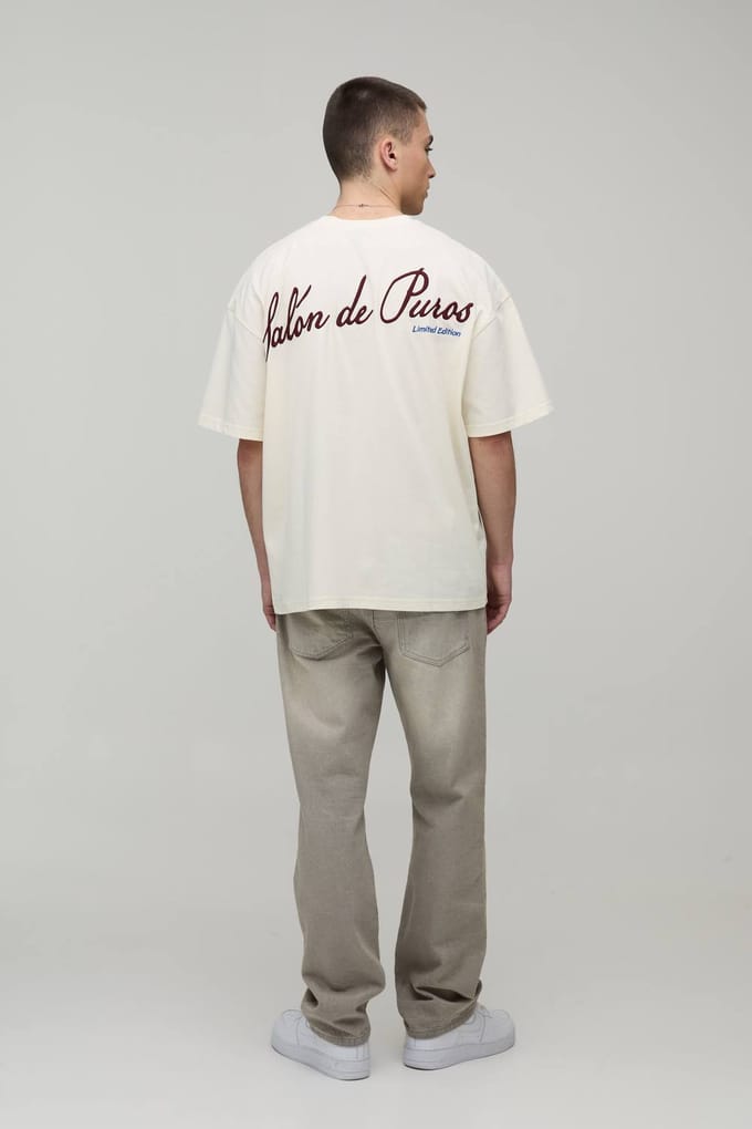Salon De Paris Embroidered Oversized T-Shirt | Ecru | Size Large