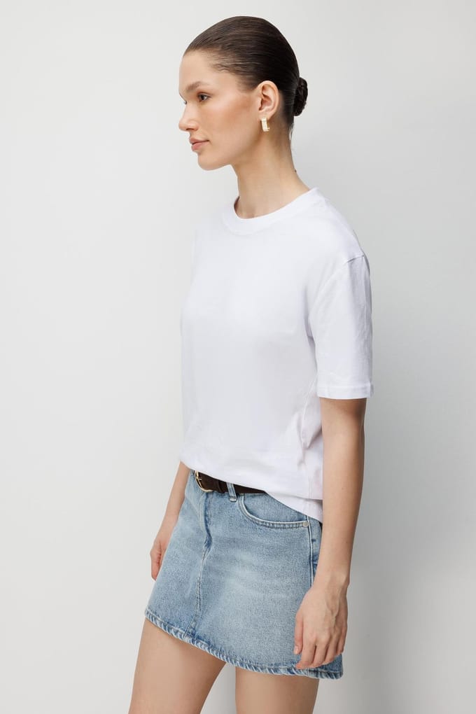 Oversized Geribbelde Ronde Hals T-Shirt