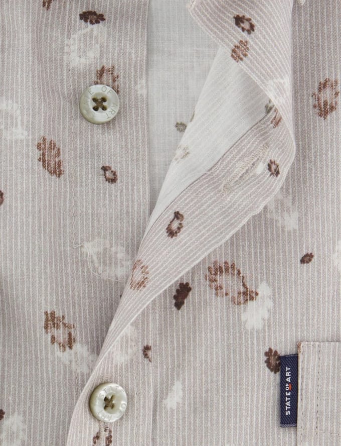 State of Art overhemd katoen beige patroon