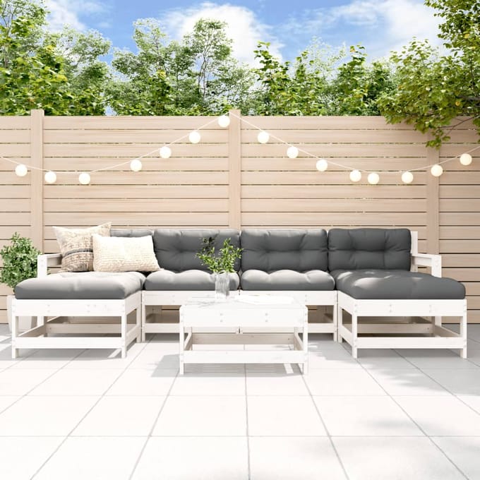vidaXL - 7-delige - Loungeset - massief - grenenhout - wit