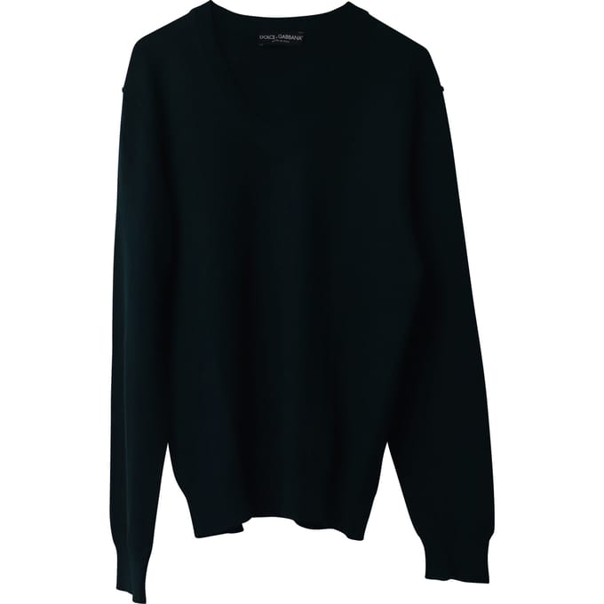 Dolce & Gabbana V-hals trui in groene kasjmier