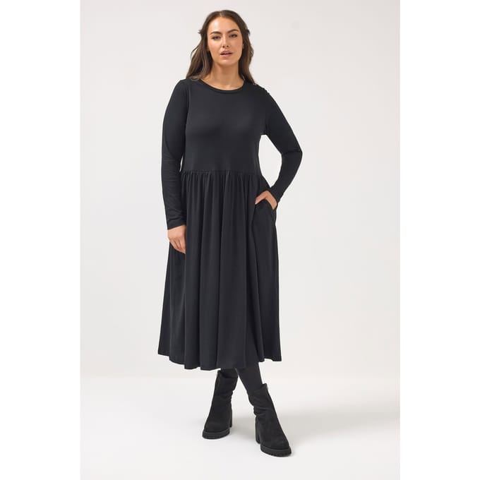 Yours Zwarte Peplum Maxi Jurk Size 42