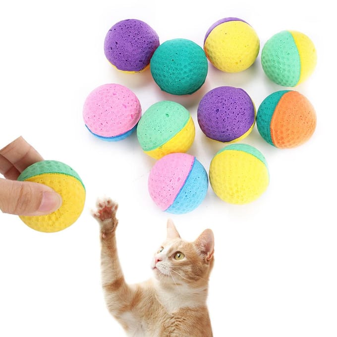 10 stuks / Set Kleurrijk Huisdier Kat Kitten Speelspeelgoed Latex Ballen blue