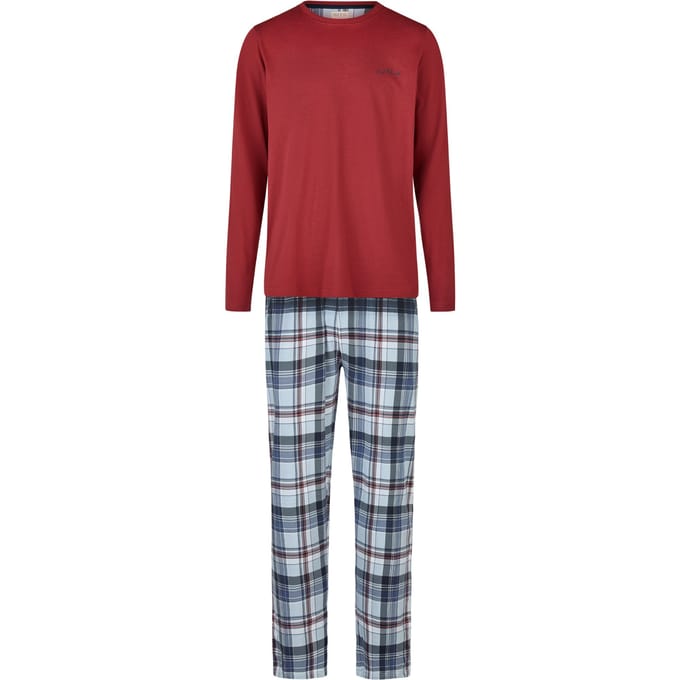 Phil & Co Heren Lange Pyjama Set Rood/Blauw Geruit - Maat XL