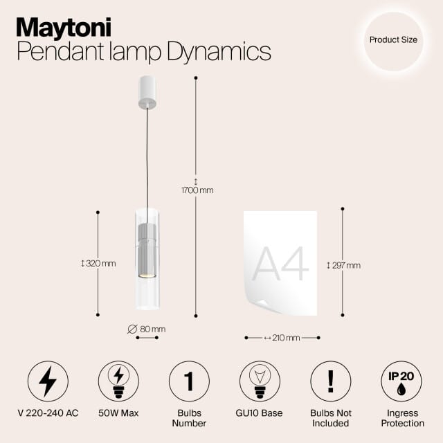 Maytoni - Hanglamp Dynamics - Wit - Ø8