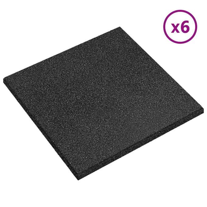 vidaXL - Valbescherming - Tegels - 6 - st - Zwart - 50 - x - 50 - cm - Rubber