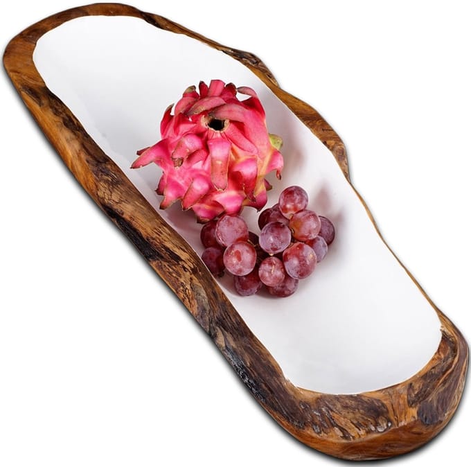 Rico & Plato Teakhouten schaal 'Dorito' Wit - 60cm